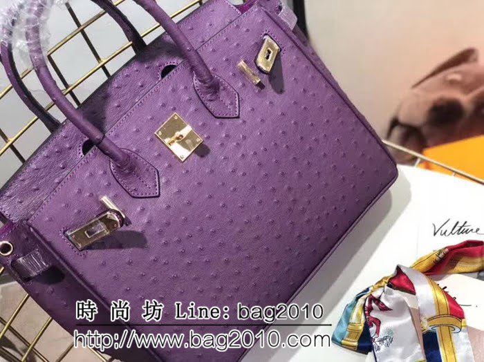 愛馬仕Hermes原版牛皮鴕鳥紋 Birkin 鉑金包 時尚手提包 0AM1020